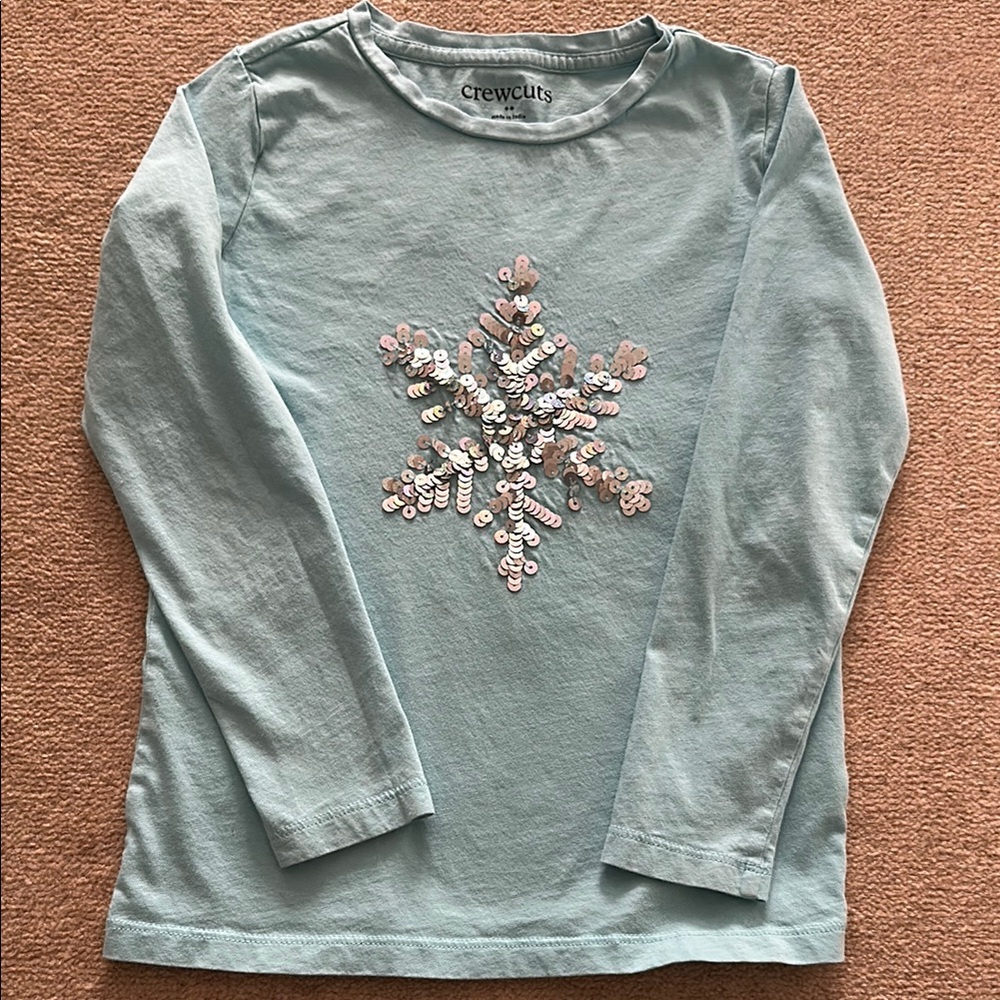 Crewcuts Kids Blue Sequin Snowflake Top